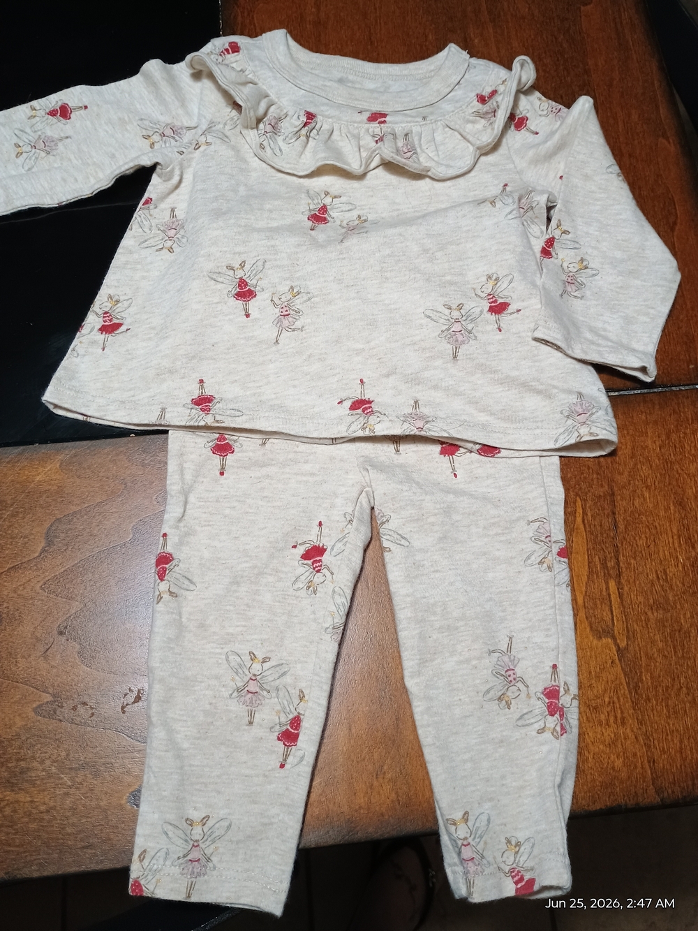 First Impressions Cream Floral Fairy with Red & Pink Accents 2 Piece Set